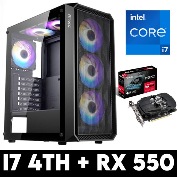 PRE-BUILD Gaming Desktop PC Powered by Intel I7-4th Gen With RX 550 (256GB NvmeSSD/8GB RAM/ Windows 10 Ready/ H81 Motherboard)